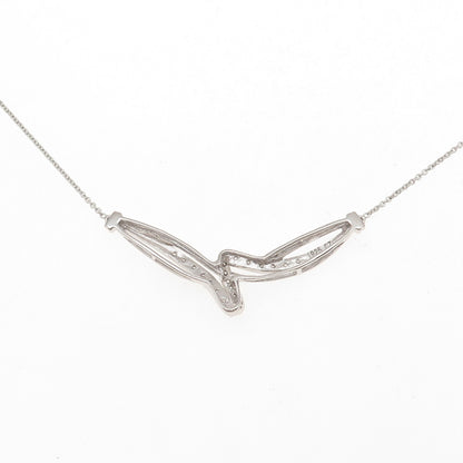 925 Sterling Silver C Z Twisted Pendant Cable Chain Necklace 16"