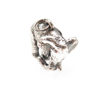 925 Sterling Silver Vintage Elephant Oxidized 3D Charm Pendant