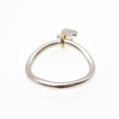 Tous 925 Sterling Silver Vermeil Sweet Dolls Charm Wavy Band Ring Size 6.75