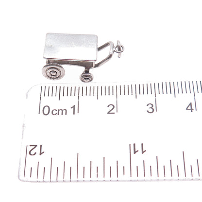 925 Sterling Silver Antique Art Deco Wagon / Trolley Mini 3D Charm Pendant