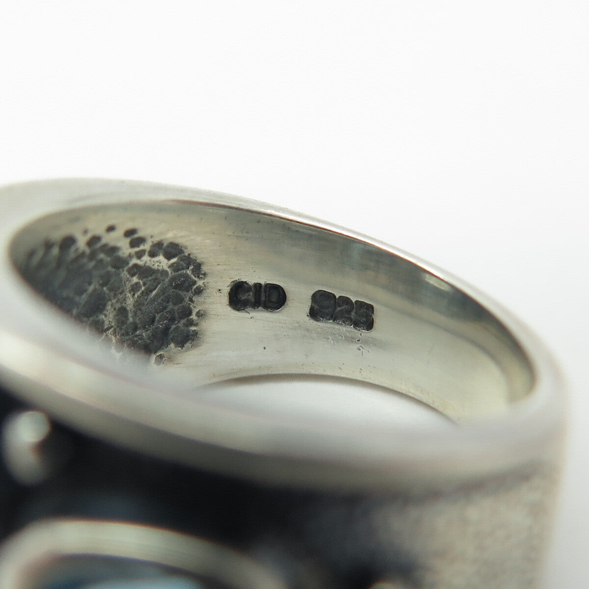 CLYDE DUNEIER CID 925 Sterling Silver Vintage Real Blue Topaz Ring Size 5.25