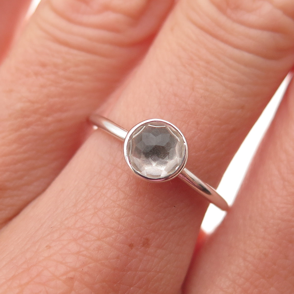 Pandora 925 Sterling Silver Clear Crystal April Birthstone Droplet Ring Size 7