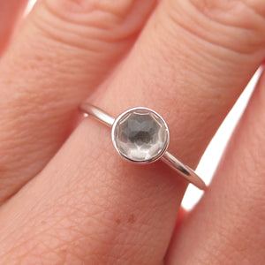 Pandora 925 Sterling Silver Clear Crystal April Birthstone Droplet Ring Size 7