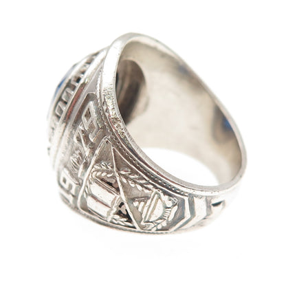 Reed&Co Sterling Vintage 1979 Lab-Sapphire Straubenmuller School Ring Size 6.75