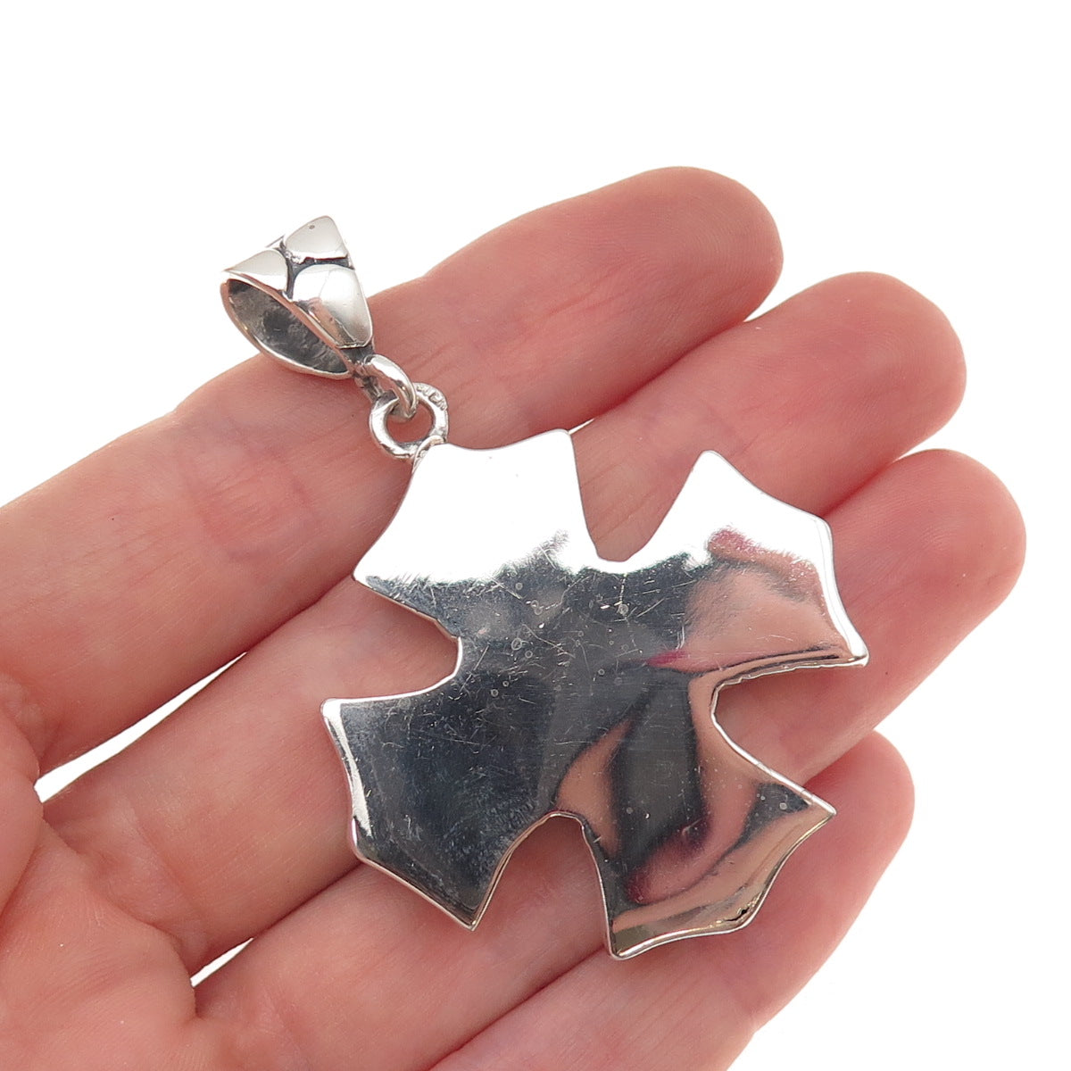 925 Sterling Silver Vintage Kali Dotted Cross Oxidized Pendant