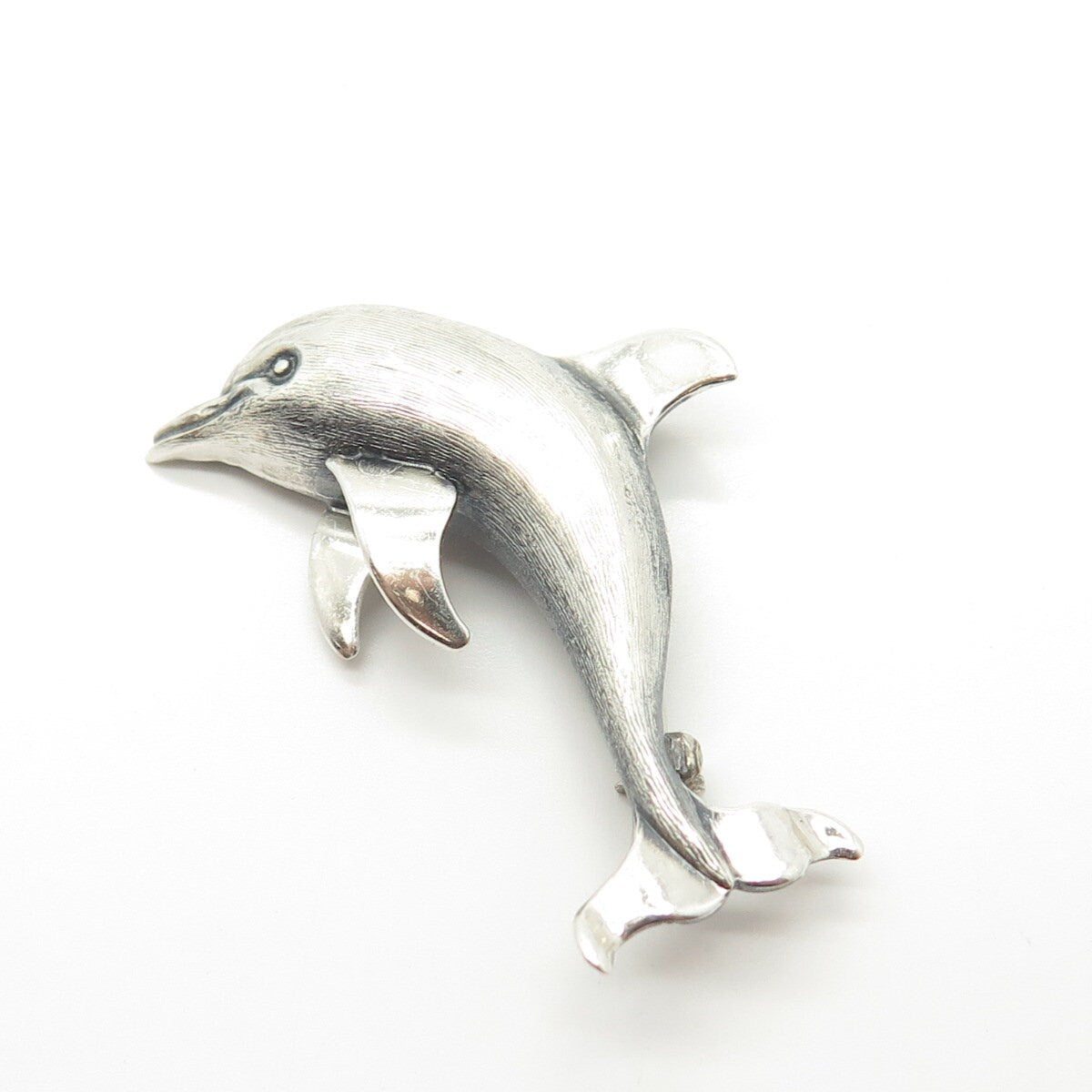 925 Sterling Silver Vintage Beau Friendly Dolphin Pin Brooch