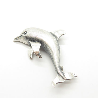 925 Sterling Silver Vintage Beau Friendly Dolphin Pin Brooch