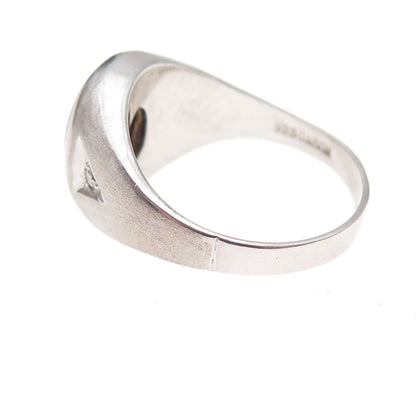Dason 925 Sterling Silver Vintage Real Diamond & Cat's Eye Ring Size 10