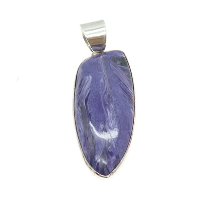 ALEX BEGAY NAVAJO Old Pawn 925 Sterling Silver Vintage Real Charoite Pendant