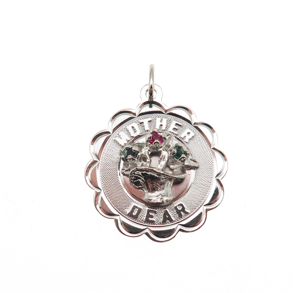 Crea 925 Sterling Silver Vintage Rhinestone Dear Mother Charm Pendant