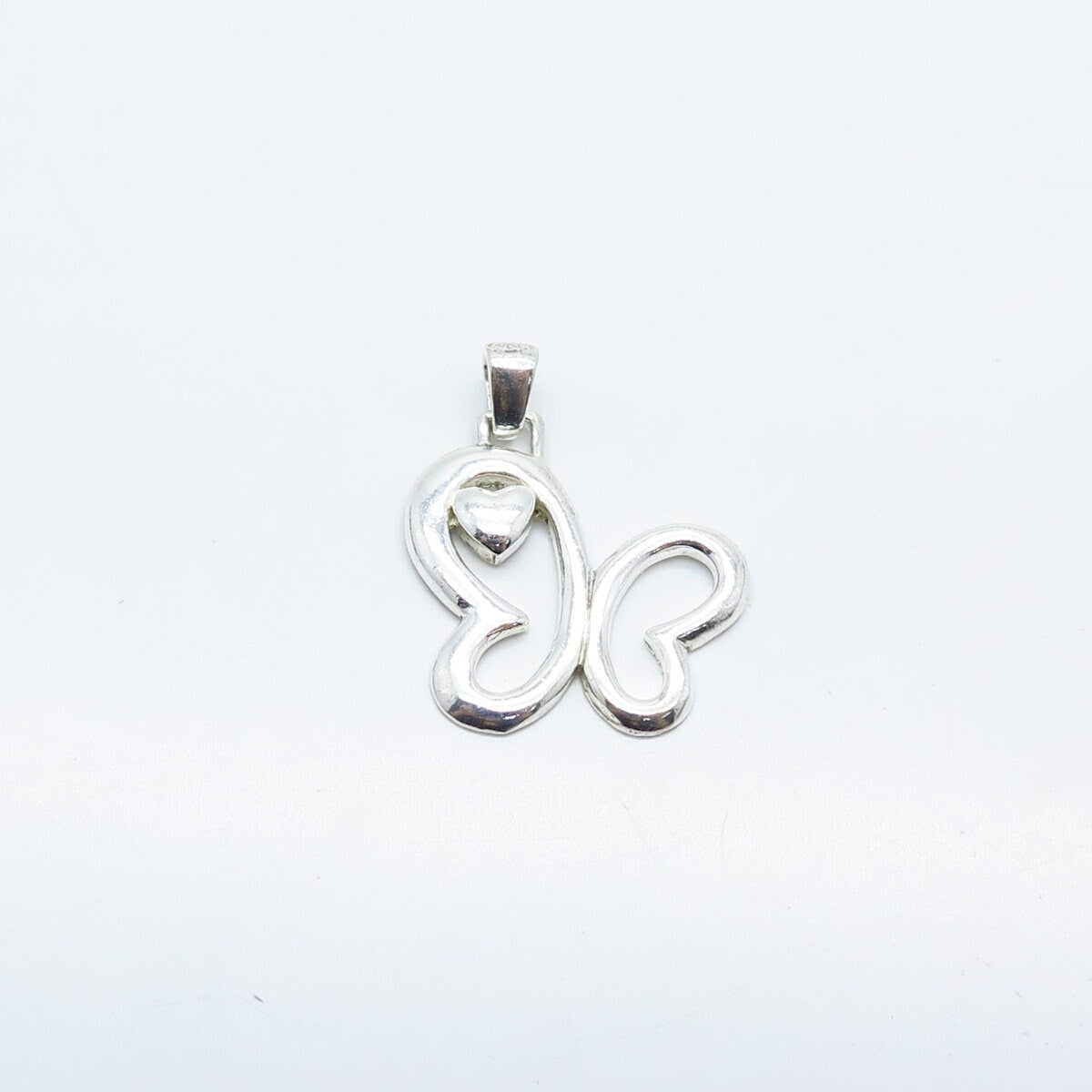 925 Sterling Silver Vintage "In Motherhood Love Takes Flight" Butterfly Pendant