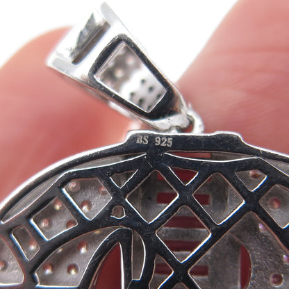 925 Sterling Silver Round & Baguette-Cut Dollar Sign Charm Pendant