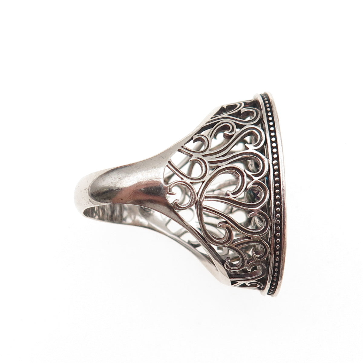 Kleo 925 Sterling Silver Vintage Round-Cut C Z Cross Oxidized Ring Size 9