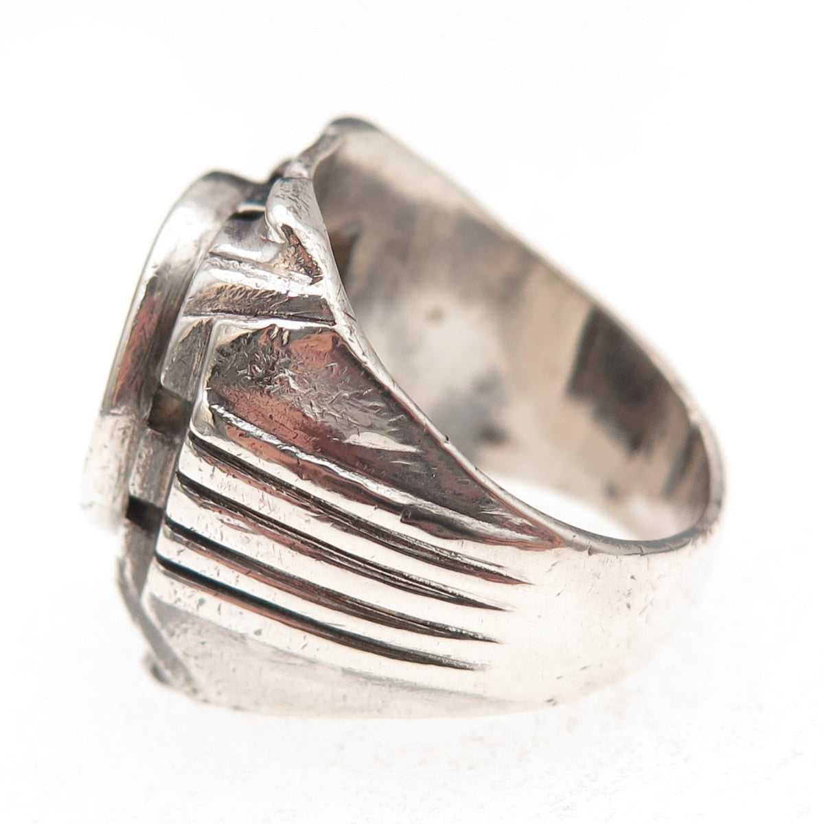 925 Sterling & 900 Silver Antique 1890-1917 Peru 1/2 Dinero Coin Ring Size 9.25