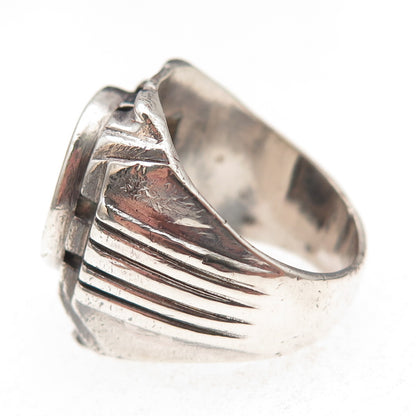 925 Sterling & 900 Silver Antique 1890-1917 Peru 1/2 Dinero Coin Ring Size 9.25