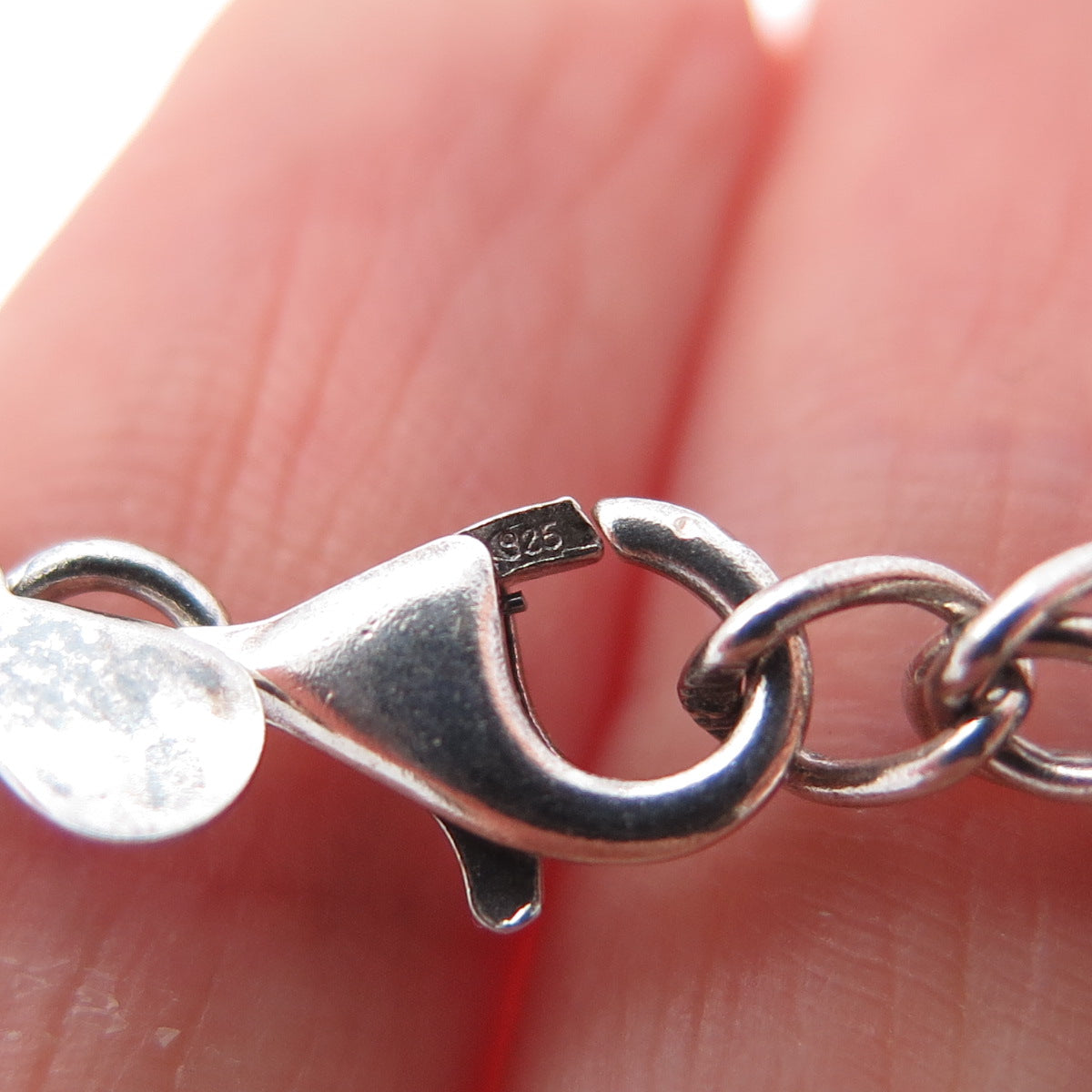 925 Sterling Silver Vintage Modernist Thorn Beaded Chain Necklace 16-18"