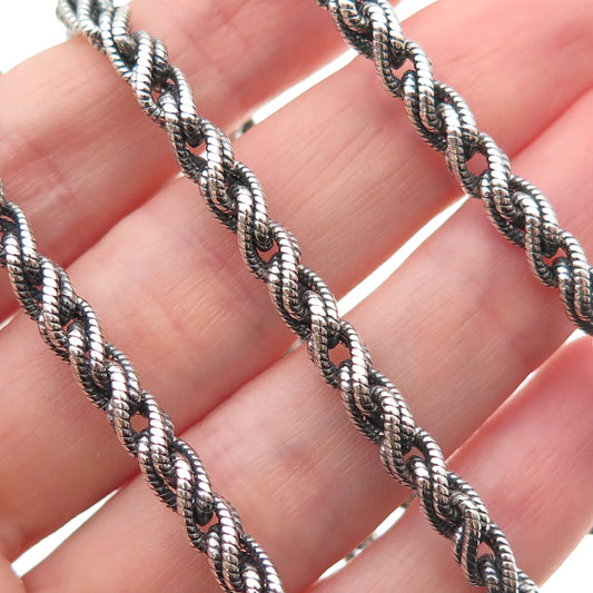 Carolyn Pollack 925 Sterling Silver Vintage Oxidized Twisted Rope Necklace 20"