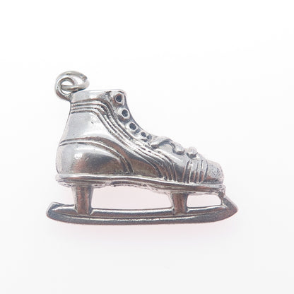 BEAU 925 Sterling Silver Vintage Ice Skating Shoe 3D Charm Pendant