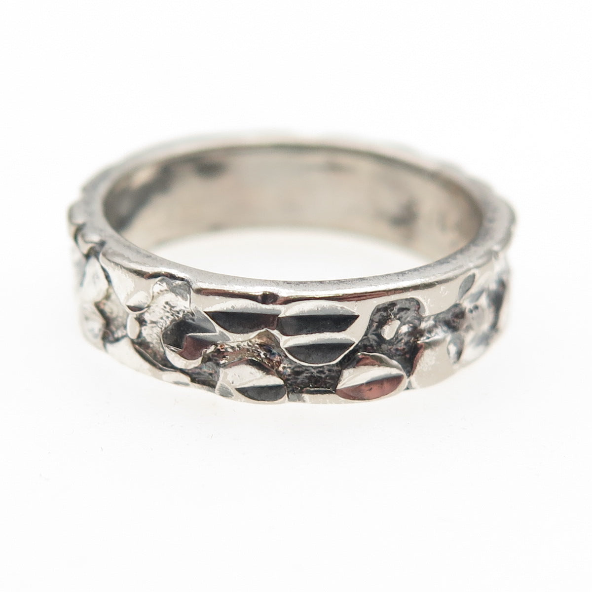 Lisa Lee Creations Sterling Silver Vintage Nugget Oxidized Band Ring Size 7.75