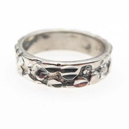 Lisa Lee Creations Sterling Silver Vintage Nugget Oxidized Band Ring Size 7.75