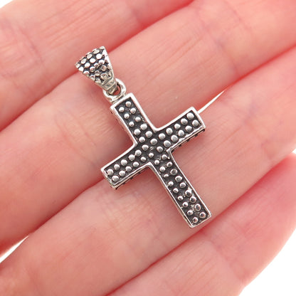 925 Sterling Silver Vintage Cross Dotted Oxidized Pendant