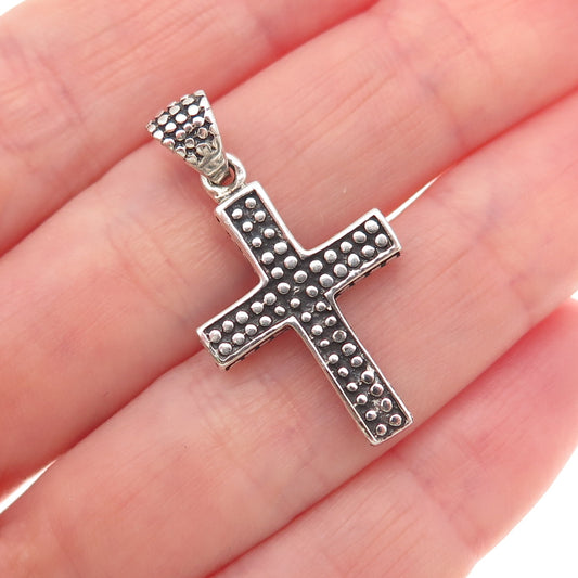 925 Sterling Silver Vintage Cross Dotted Oxidized Pendant