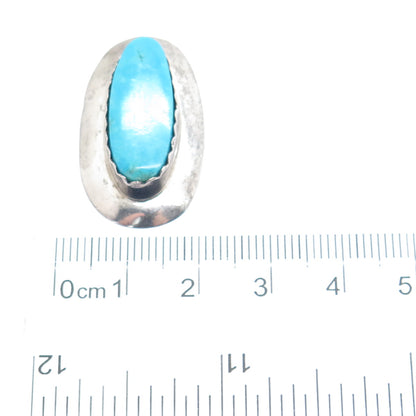 Old Pawn 925 Sterling Silver Vintage Lone Mountain Turquoise Tribal Pendant