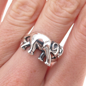 925 Sterling Silver Vintage Elephant Oxidized Ring Size 7.25