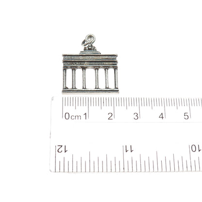 835 Silver Antique Berlin Brandenburg Gate Oxidized Mini Charm Pendant