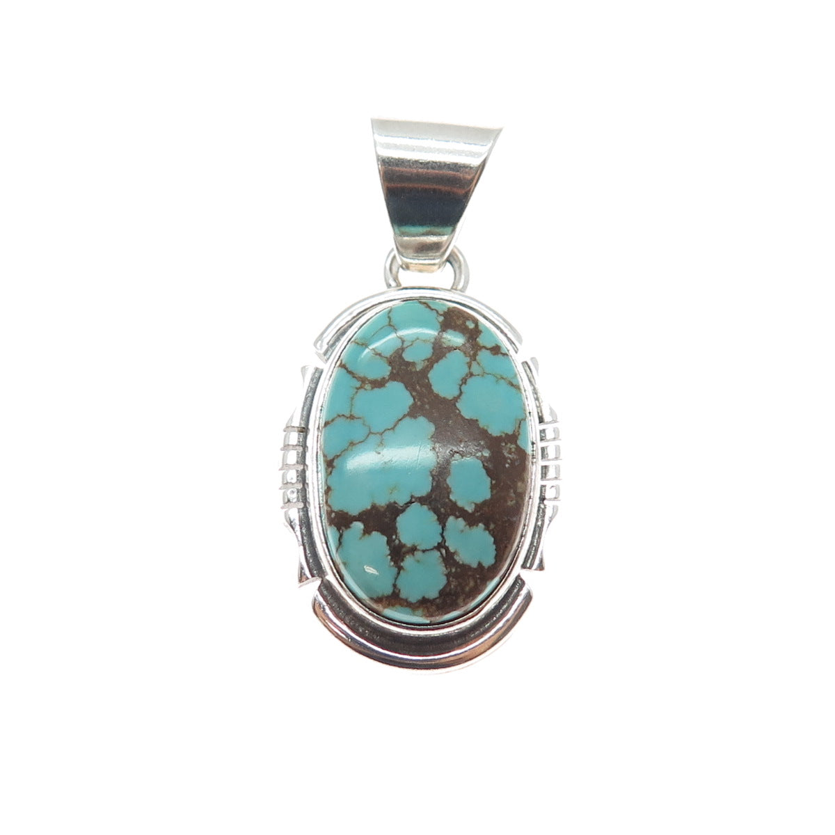 Arkie Nelson Navajo Old Pawn Sterling Silver Vintage Turquoise Tribal Pendant