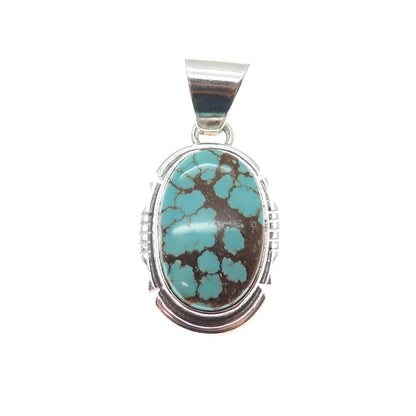 Arkie Nelson Navajo Old Pawn Sterling Silver Vintage Turquoise Tribal Pendant