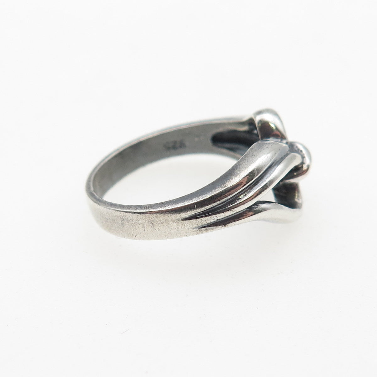 925 Sterling Silver Vintage Modernist Interlocked Oxidized Ring Size 6.75