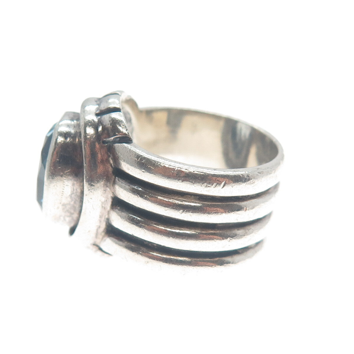 SILPADA 925 Sterling Silver Vintage Real Blue Topaz Multi-Row Ring Size 7.75