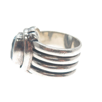 SILPADA 925 Sterling Silver Vintage Real Blue Topaz Multi-Row Ring Size 7.75