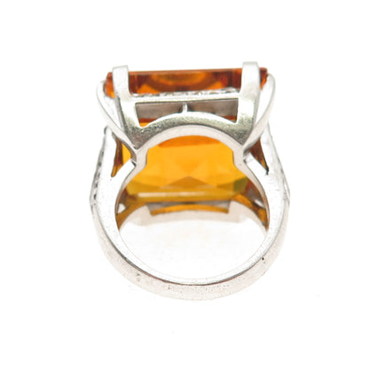 925 Sterling Silver Antique Art Deco Rhinestone Statement Ring Size 6