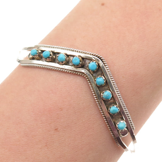 Landy Lucio Zuni Old Pawn Sterling Turquoise Snake Eye Adjustable Bracelet 6"