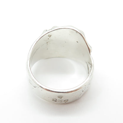 925 Sterling Silver Vintage Ribbed Modernist Ring Size 7.5