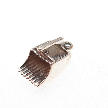 925 Sterling Silver Antique Art Deco Cranberry Scoop 3D Oxidized Charm Pendant