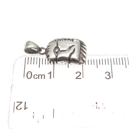 925 Sterling Silver Vintage Egyptian God Oxidized Mini Charm Pendant