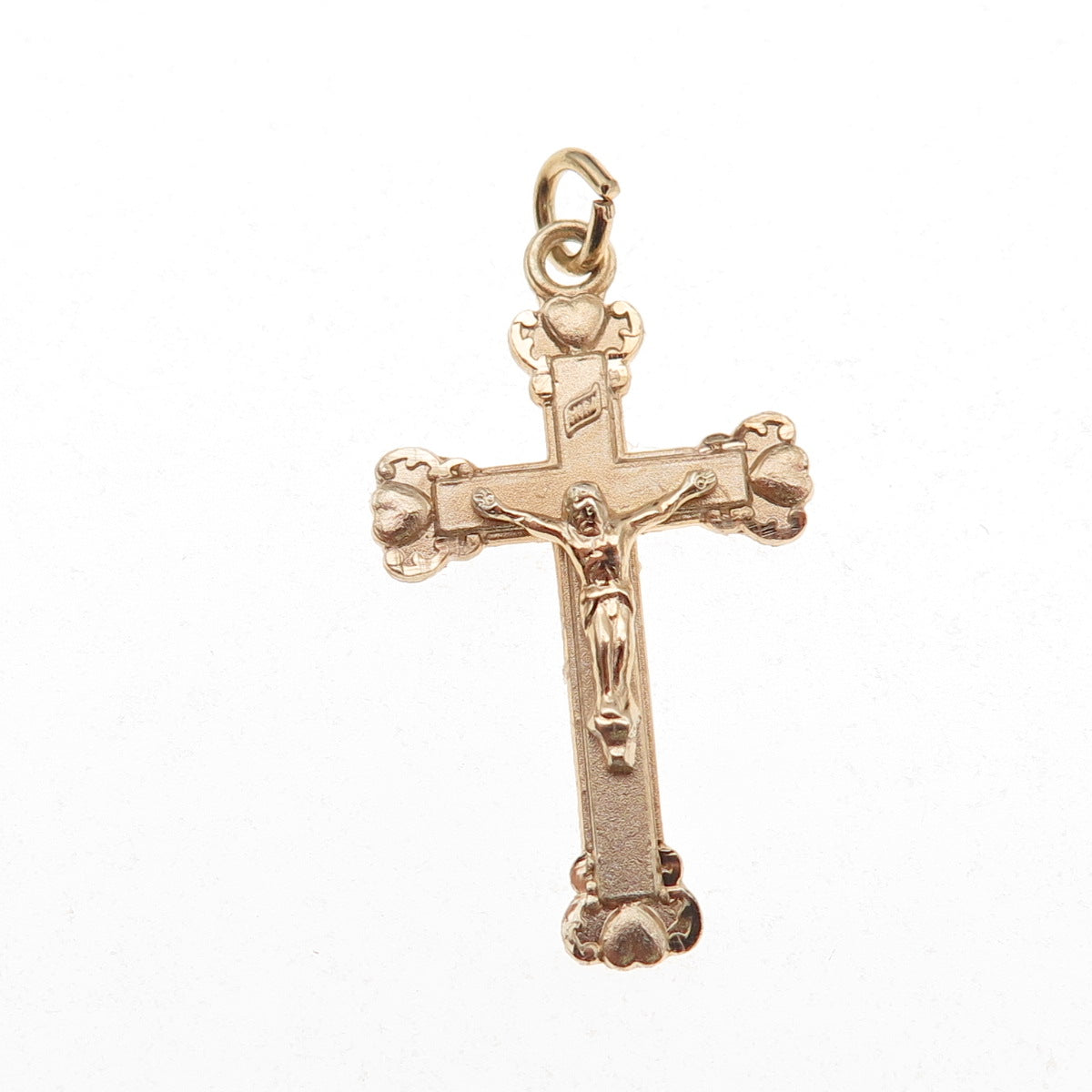 Chapel 925 Sterling Silver Gold Plated Vintage Crucifix Cross Charm Pendant