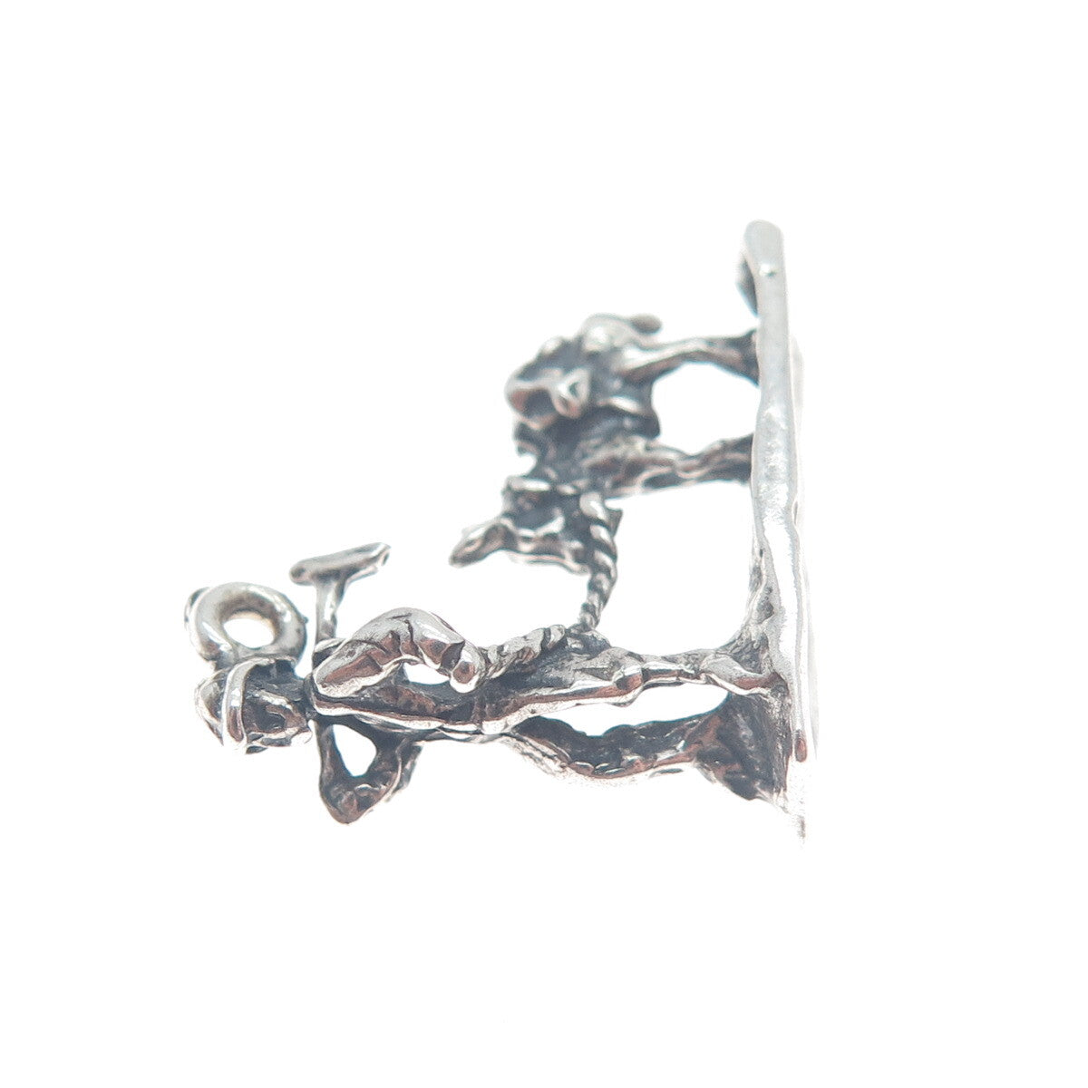 925 Sterling Silver Vintage Gold Miner with Donkey Oxidized 3D Pendant