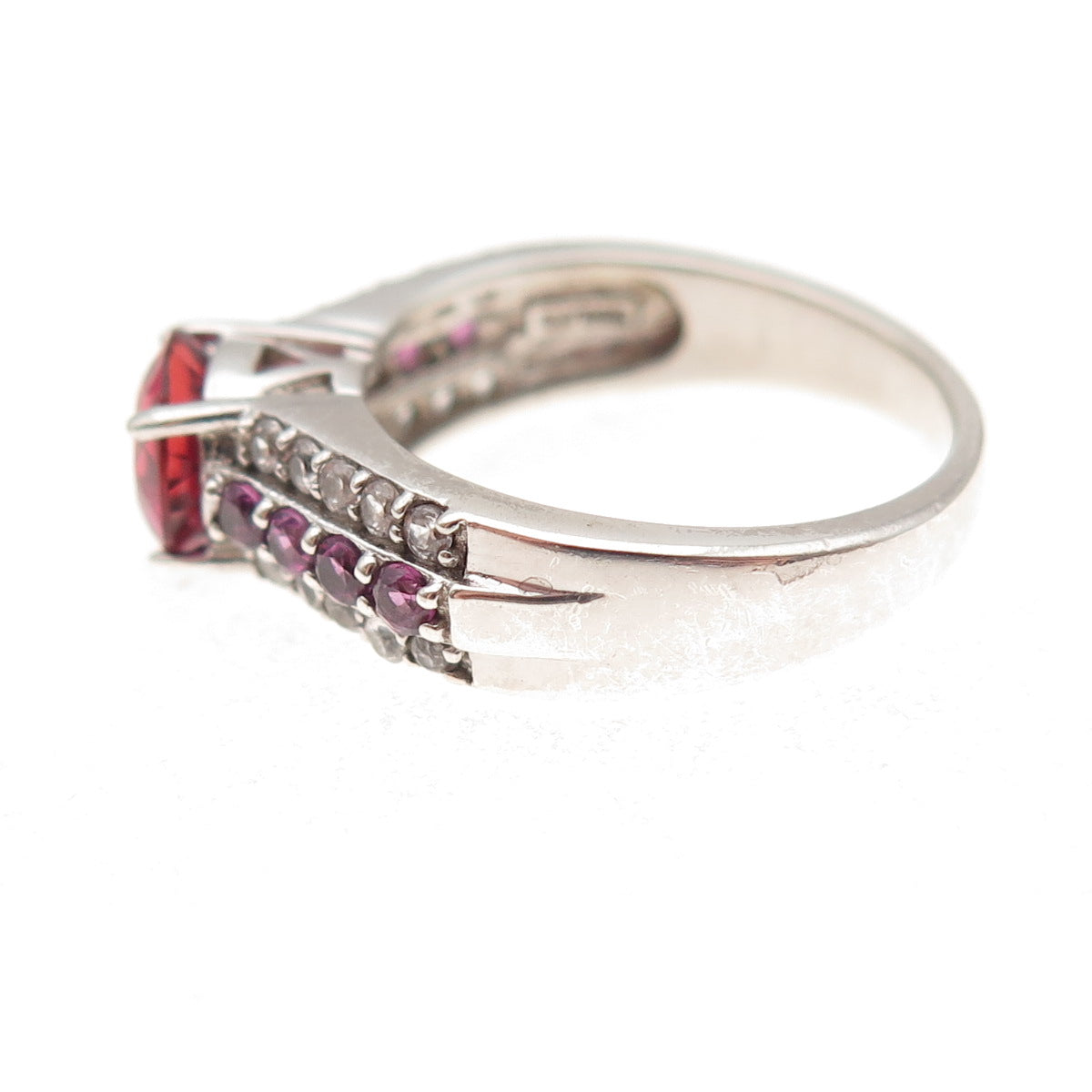 Dee Berkle 925 Sterling Silver Real Amethyst & White Topaz Ring Size 7