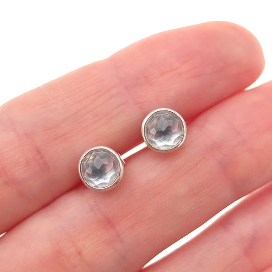 Pandora 925 Sterling Silver Blue Crystal March Birthstone Stud Earrings