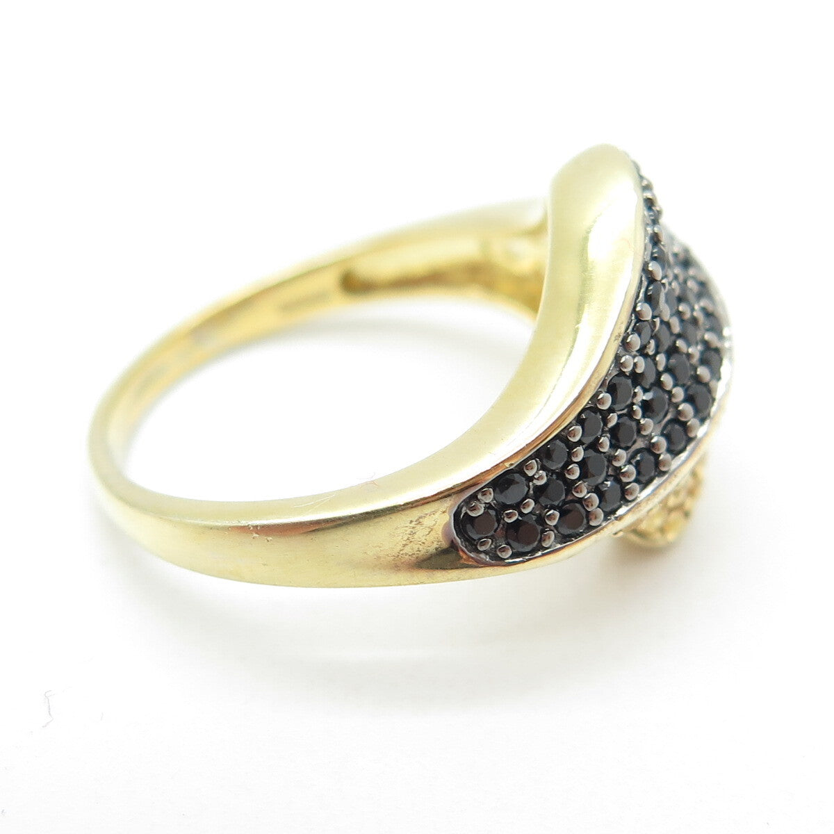 DSMK 925 Sterling Silver Gold Plated Citrine & Black Spinel Gem Ring Size 7.25