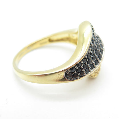 DSMK 925 Sterling Silver Gold Plated Citrine & Black Spinel Gem Ring Size 7.25