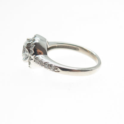 925 Sterling Silver Round-Cut C Z Engagement Ring Size 7