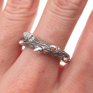 Stephen Dweck 925 Sterling Silver Real Diamond Fortuna Branch Ring Size 9.25