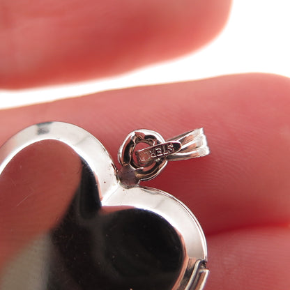 925 Sterling Silver Vintage Wedding Heart Locket Charm Pendant