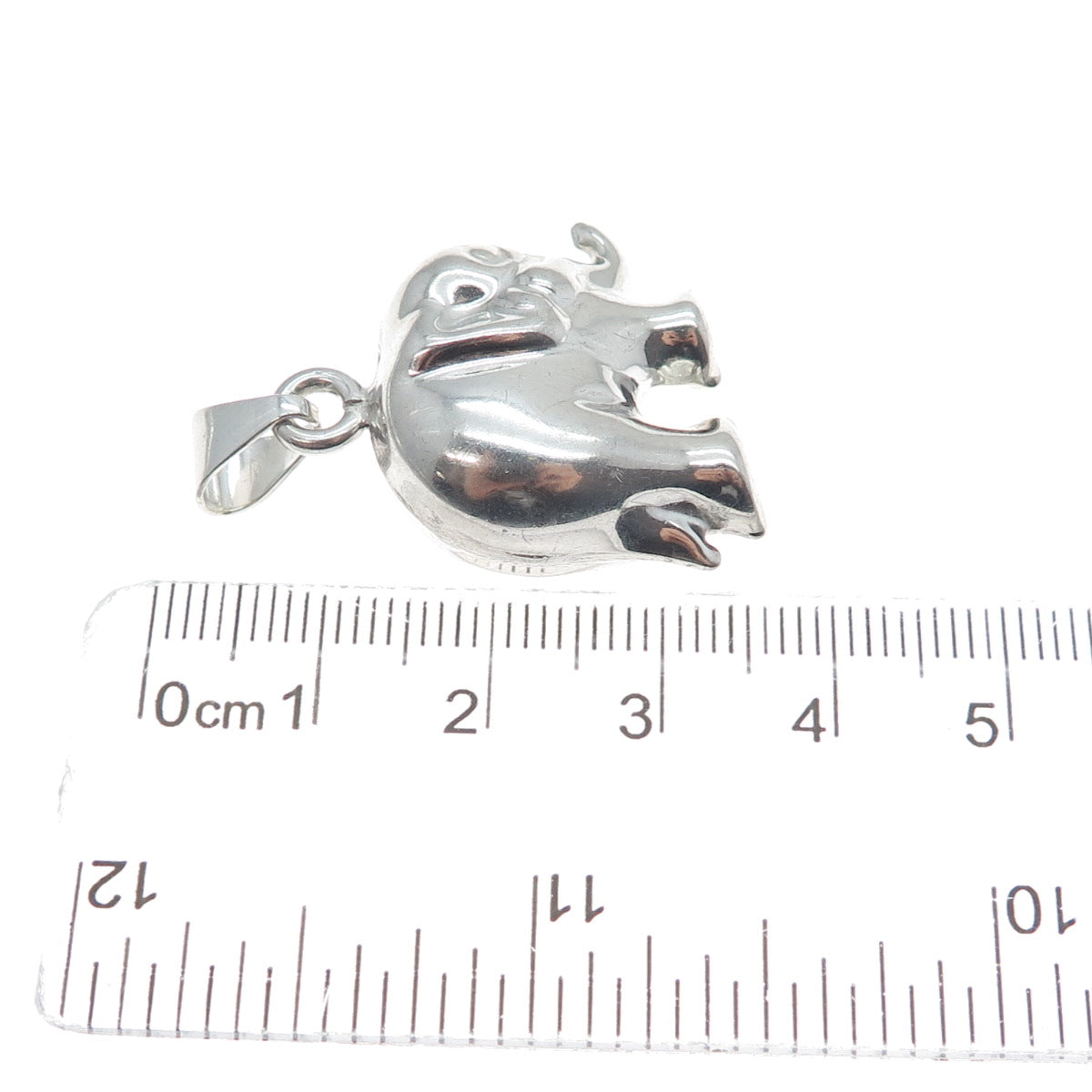 925 Sterling Silver Vintage Italy Elephant For Good Luck 3D Pendant