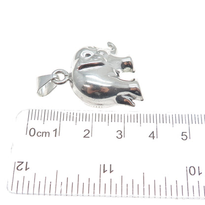 925 Sterling Silver Vintage Italy Elephant For Good Luck 3D Pendant